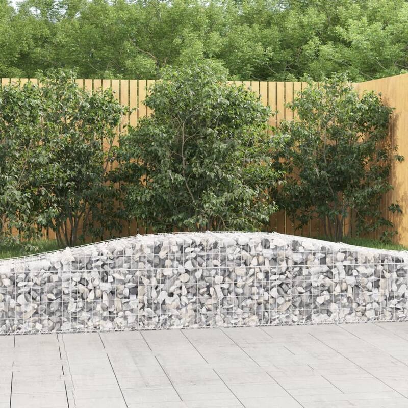vidaXL Gabion Basket Arched Gabion Basket Planter for Flower Galvanized Iron - 78.7 x 78.7 x 23.6 inch - Silver - 157.5 x 19.7 x 15.7/23.6 in
