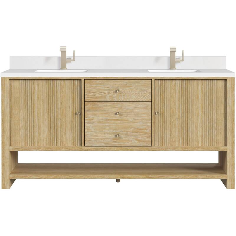 James Martin Vanities D404-V72-1WZ Marigot 72" Double Basin Wood - Sunwashed Oak - Oak Finish