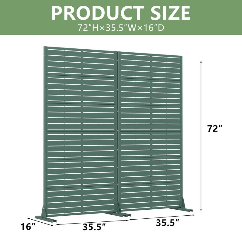 Outdoor Privacy Screen with Stand for Patio Garden Metal Fence Set of 2