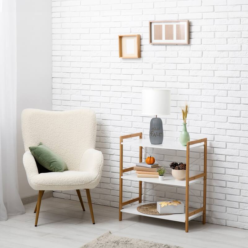 Pumpkin Base Hello Fall Table Lamp with White Drum Shade - 17.75" - Gray