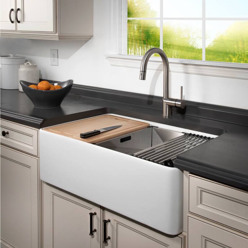 Houzer PTW-3320S Aspire 33" Farmhouse Single Basin Fireclay Kitchen