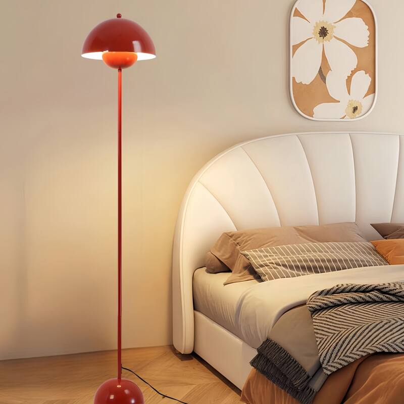 Industrial Metal Shade White/Black/Gold Floor Lamp with Foot Switch Modern Tall Standing Lamp for Living Room