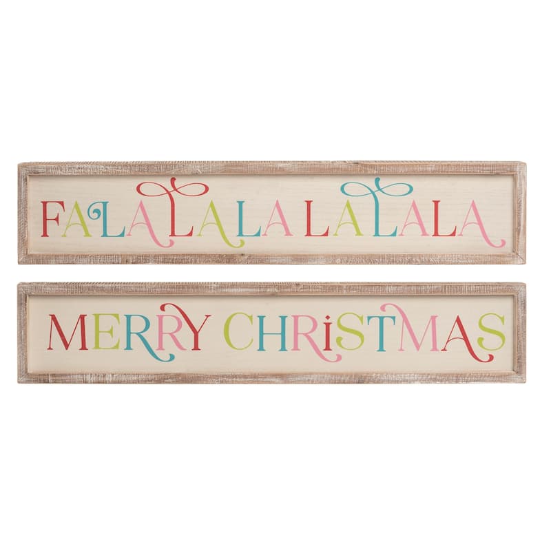 Transpac Wood Bright Christmas Framed Wall Décor Set of 2 Christmas Home Decorations