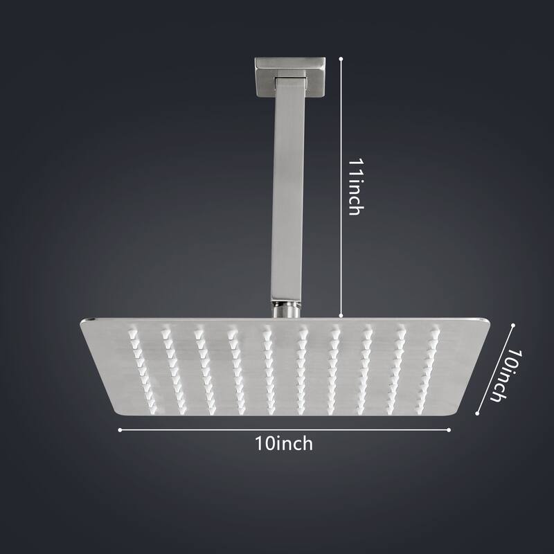 10" Square High Pressure Rain Shower Head,304 Stainless Steel Rain Shower Head