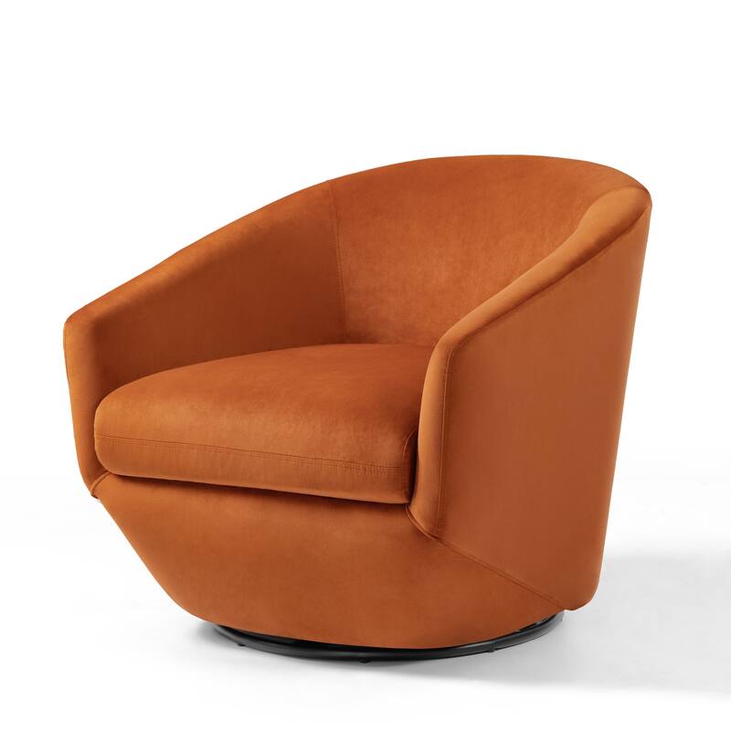 Faux Leather Velvet Upholstered Swivel Barrel Chair