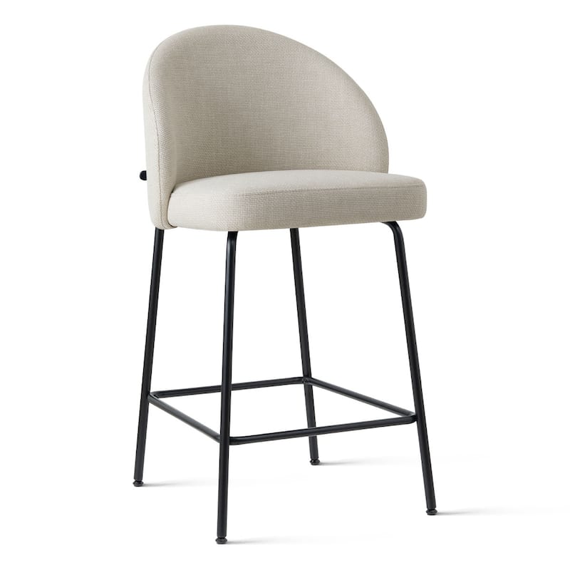 Upholstered Counter Height Bar Stool Set with Curved Back and Metal Frame(Set of 3)
