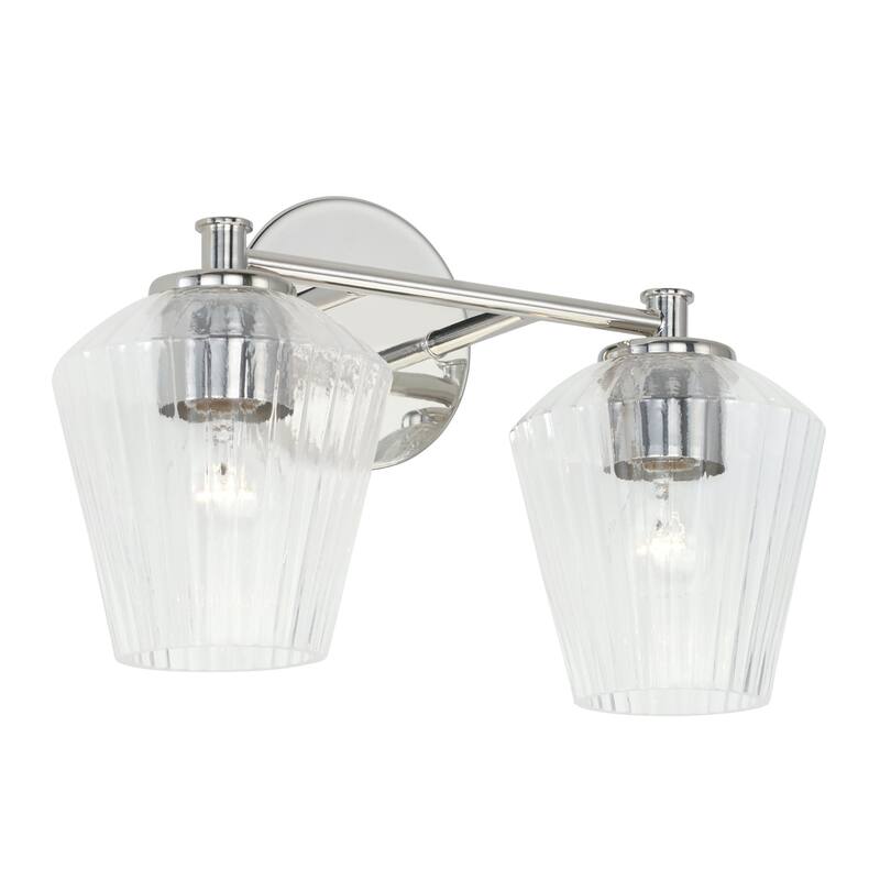 2-light 15-inch Bath/ Vanity Fixture w/ Clear Fluted Glass