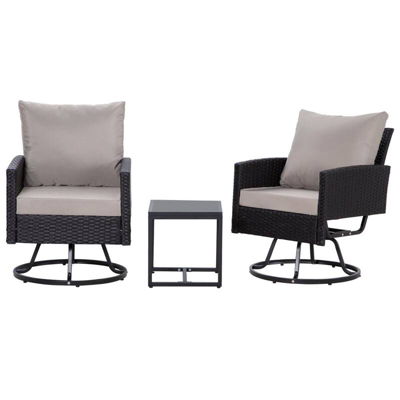 2-Person 360-Degree Rotating Patio Swivel Rocker Chairs with Side Table
