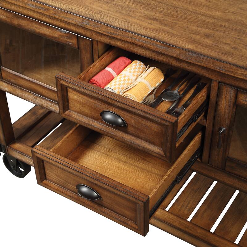 Kadri Distressed Chestnut Finish Kitchen cart - Chestnut