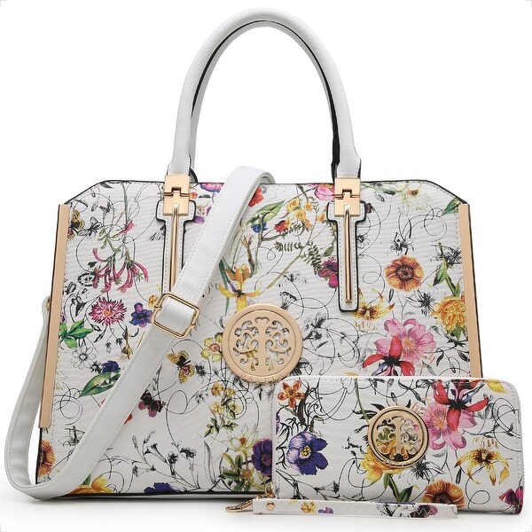 Dasein Floral Faux Leather Briefcase