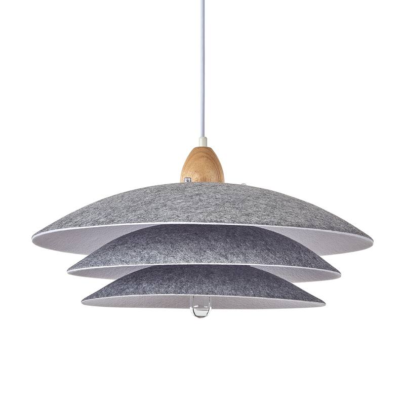 1-Light 19"Flannelette Three-Layer Pendant Light, Bulb Not Included