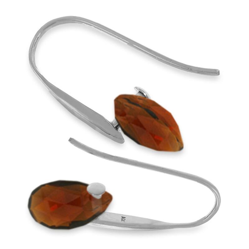 14K Solid Gold Fish Hook Earrings w/ Dangling Briolette Garnets