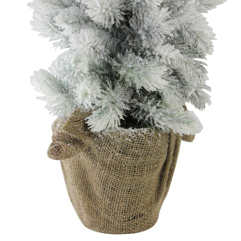 2ft Potted Flocked Mini Pine Slim Christmas Tree with Berries - Unlit - 2 Foot