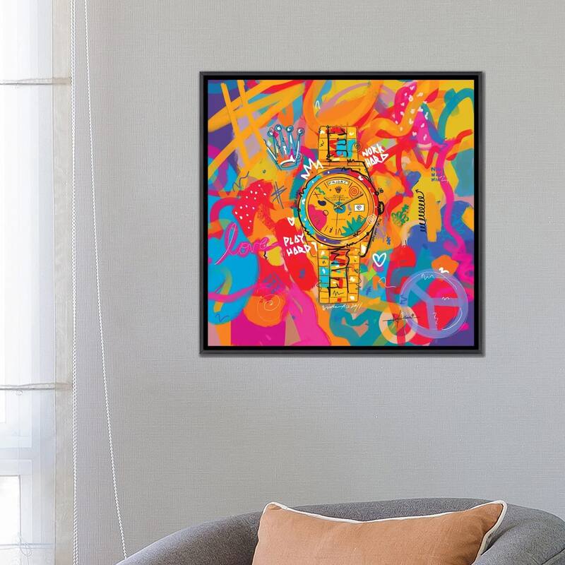 iCanvas "Rolex Friday - Hustle Hard (Square)" by NUWARHOL Framed