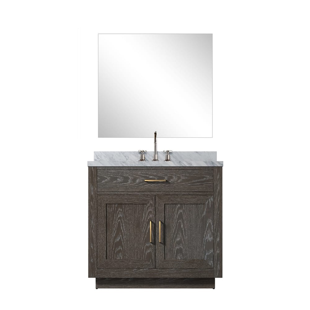Abbey Bath Vanity with Carrara Marble Top, Sink, Mirror and Faucet