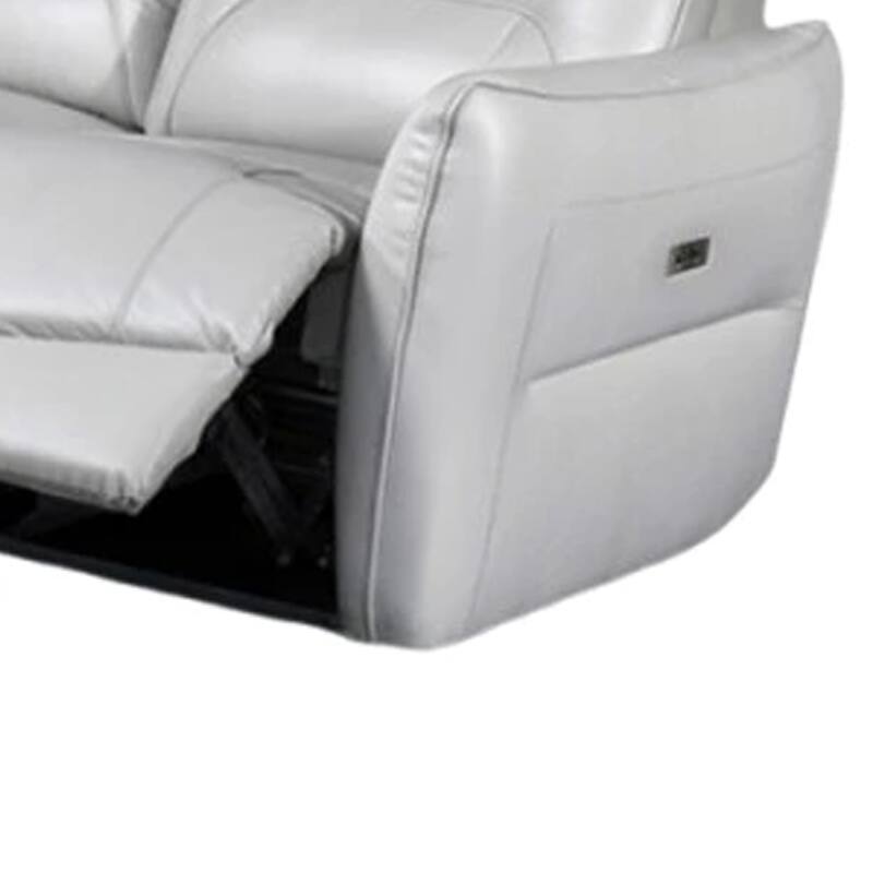 Teren Power Recliner Sofa, 86 Inch, Contemporary Gray Grain Leather