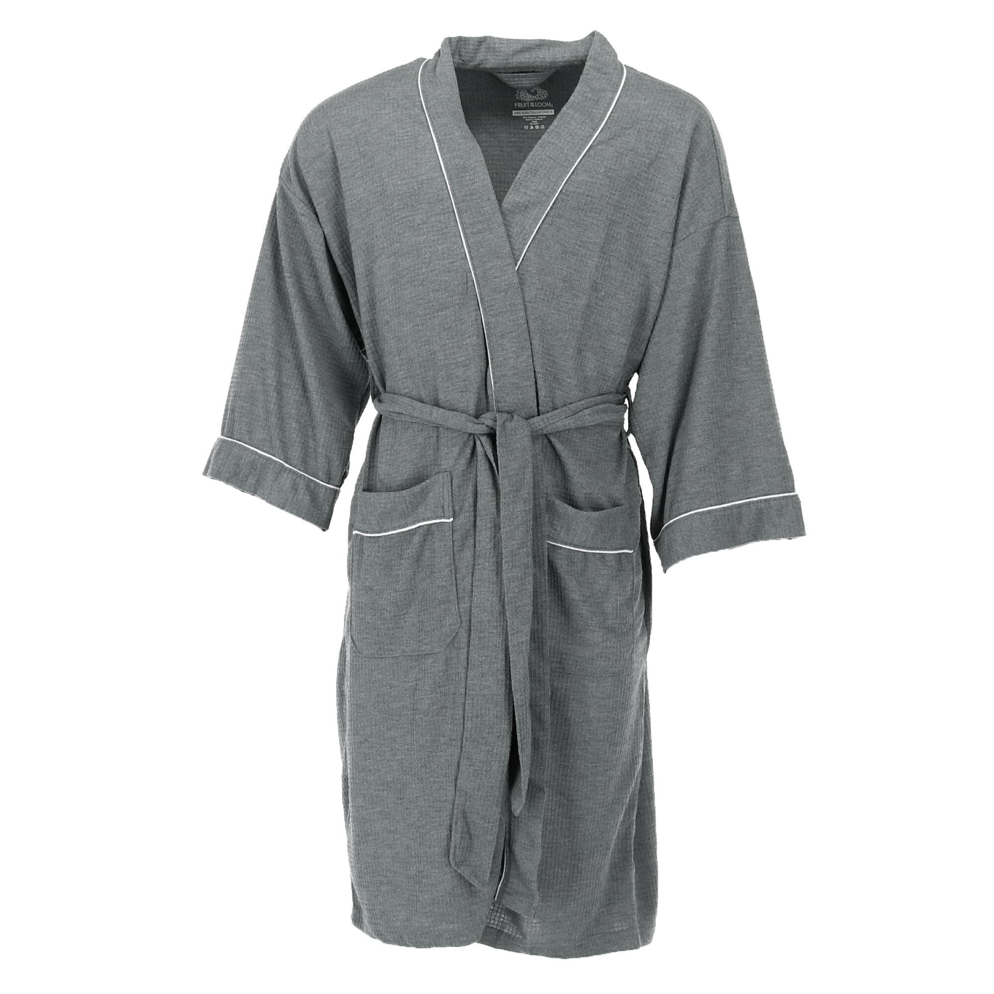 New Fruit of the Loom Men/'s Waffle Kimono Robe one Size