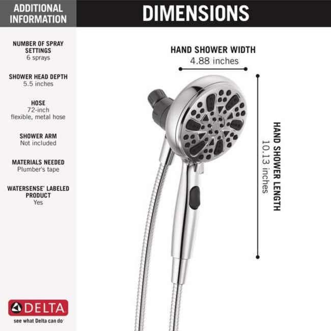 Delta 75609 Universal Showering 1.75 GPM 6 Setting Hand Shower Package