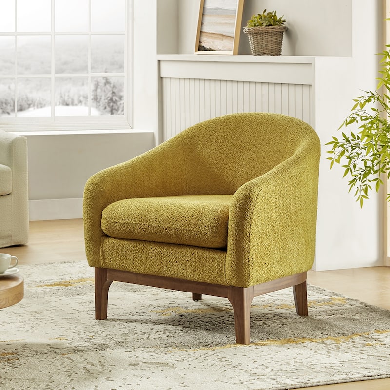 Joseph Modern Boucle Solid Wood Armchair Chair By HULALA HOME