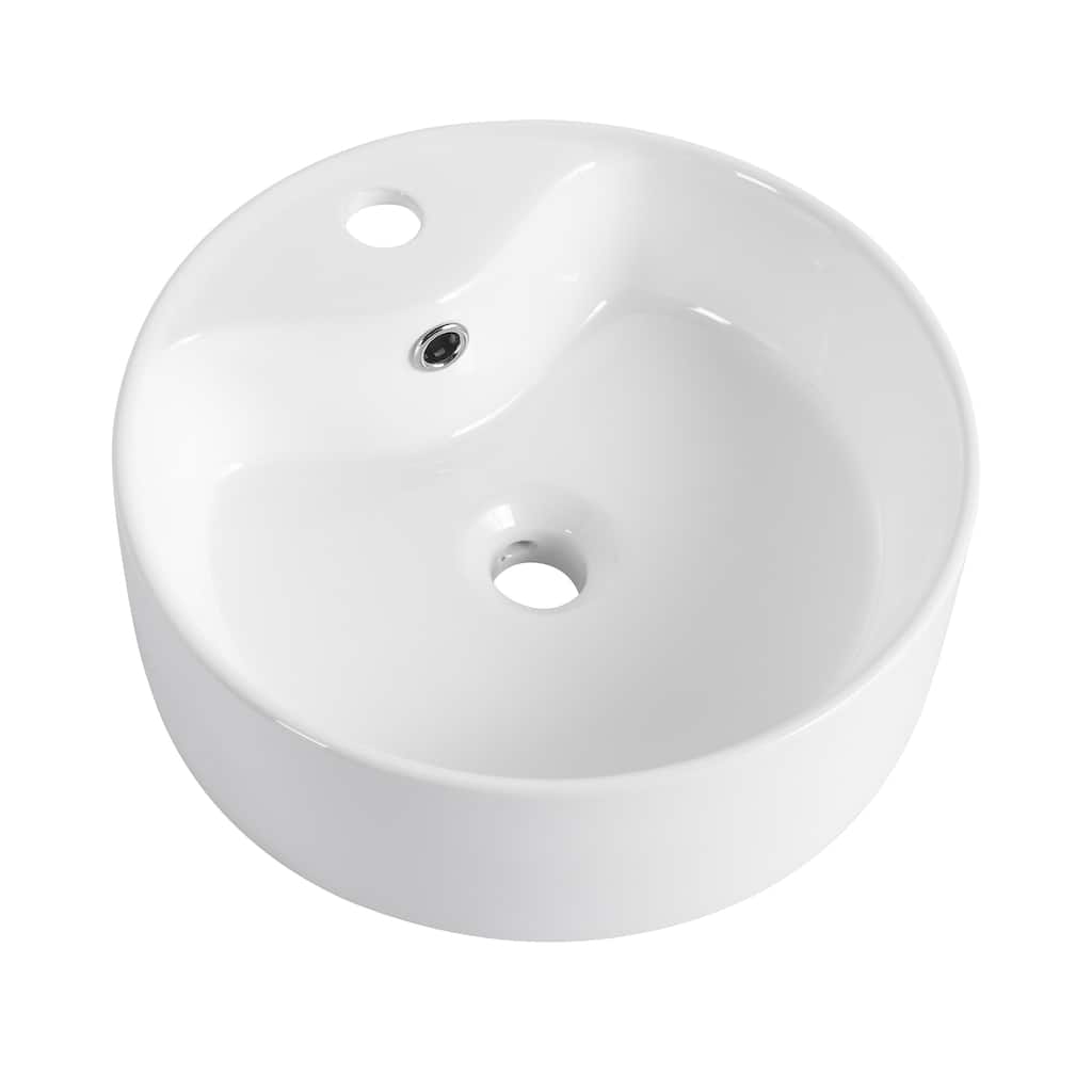Ceramic Rotundity Above Counter White Bathroom Sink Art Basin