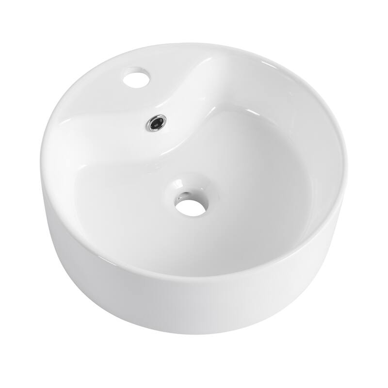 Ceramic Rotundity Above Counter White Bathroom Sink Art Basin - Gloss White