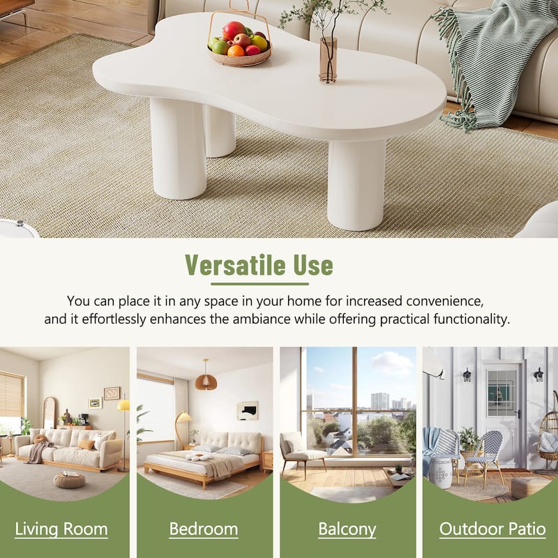 Irregular Cloud Coffee Table with 3 Sturdy Legs and Round Edge