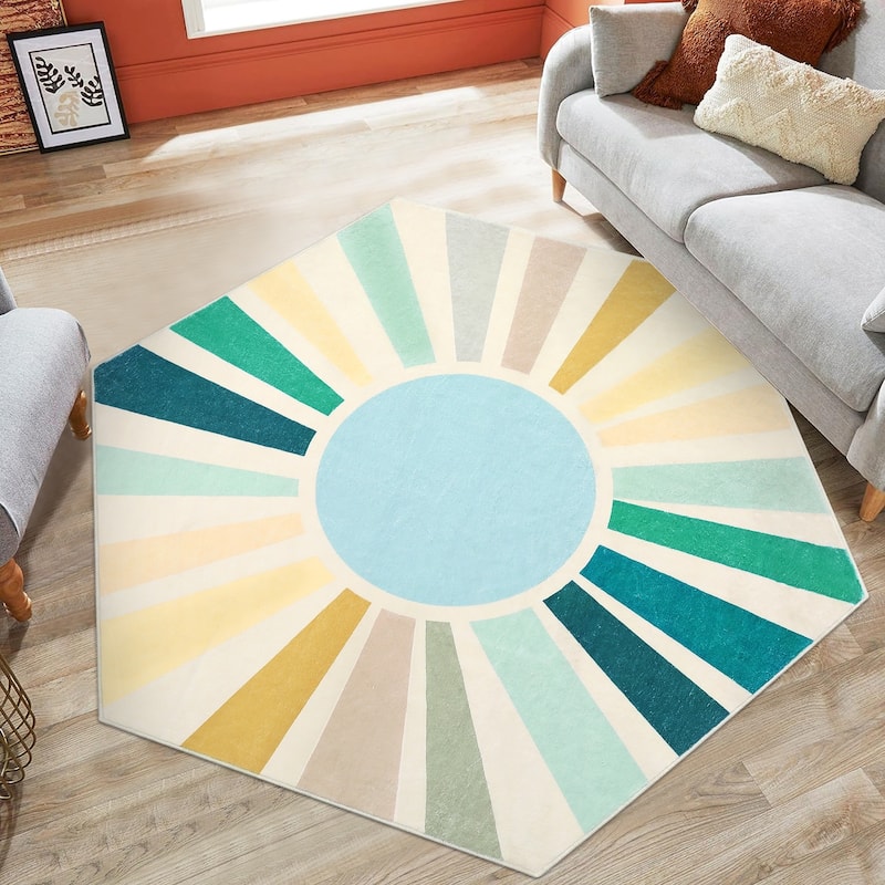 Garvee Rainbow Sol Kids Area Rug