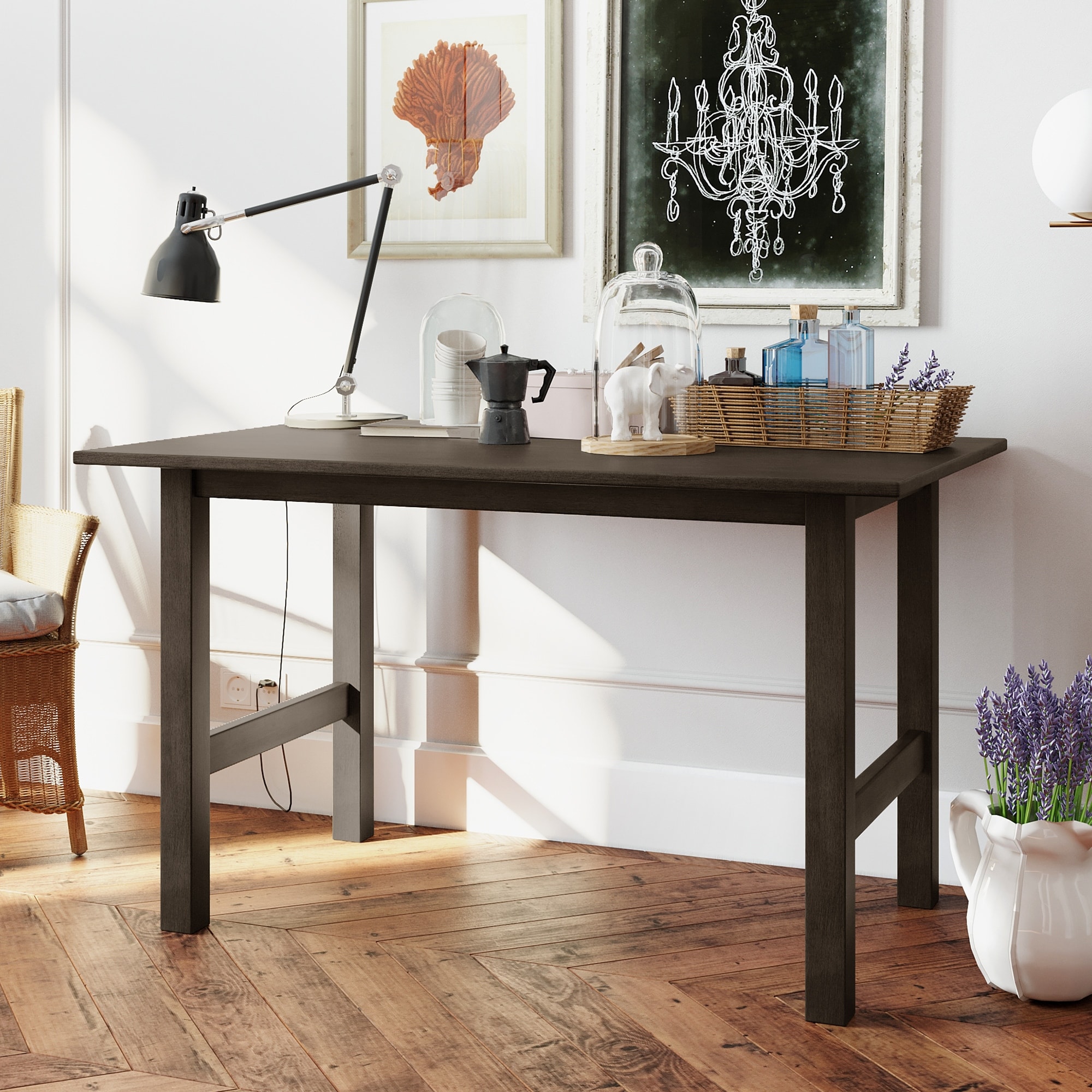 Solid Wood Construction Farmhouse Wood Dining Table for 4 Kitchen
