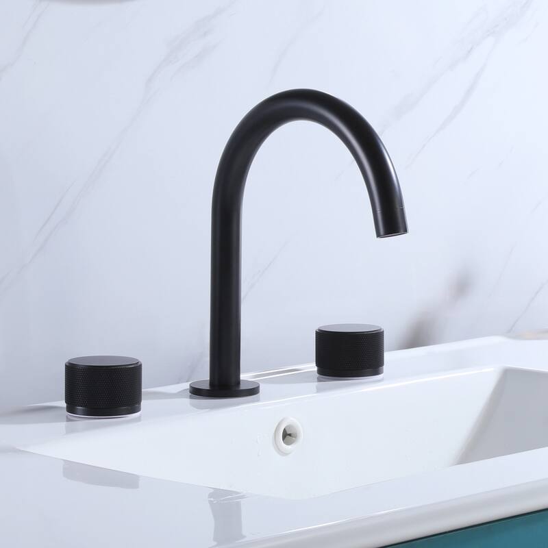 9.7"H Solid Brass Widespread Dual Knob Handles Bathroom Faucets