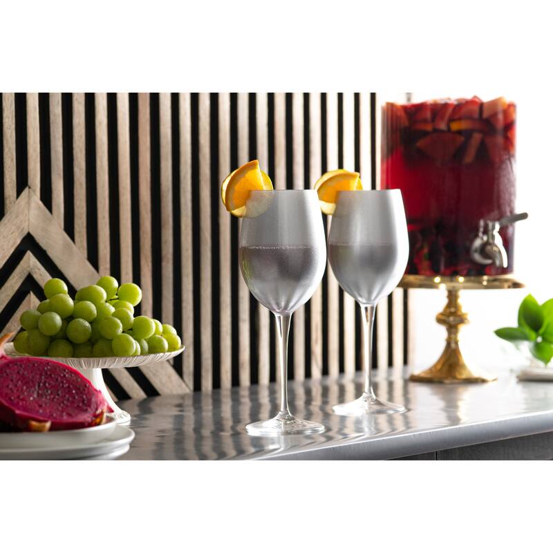 Majestic Gifts Inc. Glass Wine/Water Goblet Set/6 - Silver Glass W/ Clear Stem - 18 oz. Made in Europe