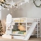 preview thumbnail 13 of 46, Full-Over-Full Castle Style Bunk Bed with 2 Drawers 3 Shelves and Slide White