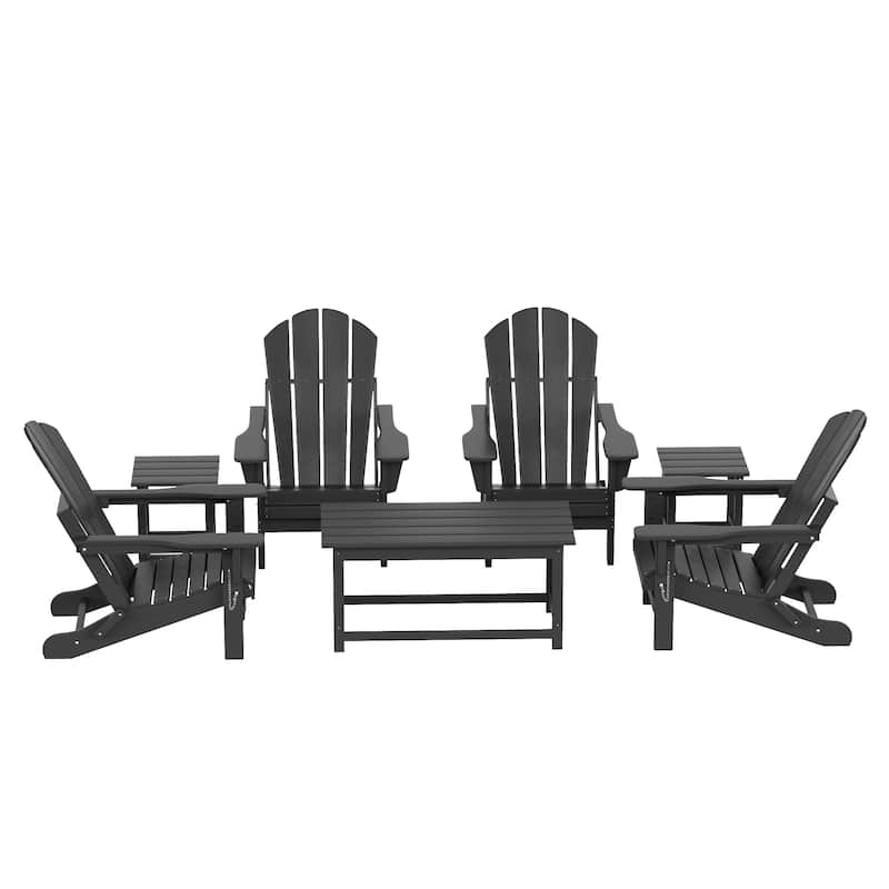 Laguna Hdpe All Weather Outdoor Patio Foldable Adirondack Chairs Conversation Set (7-Piece Set)