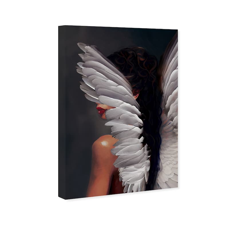 Wynwood Studio Fashion and Glam Angel of Her Gray and Light Gray Traditional Wall Art Canvas Print