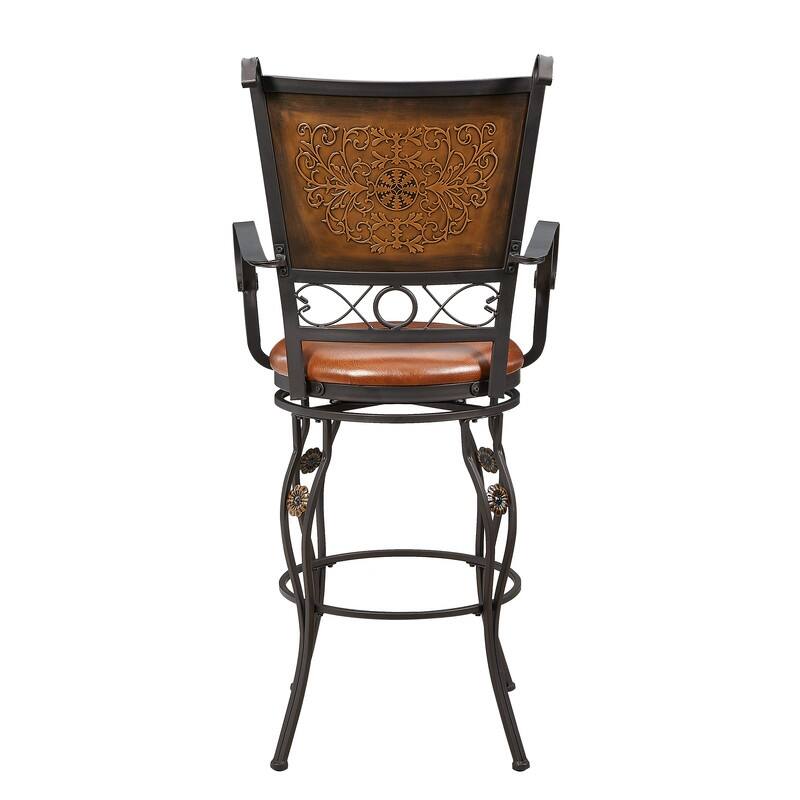 Aberdeen Stamped Back Big and Tall Barstool with Arms