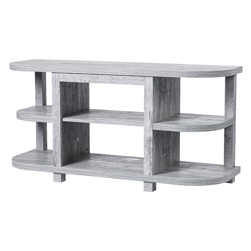 48" Light Gray Wood TV Stand with 18" Black Insert Electric Fireplace