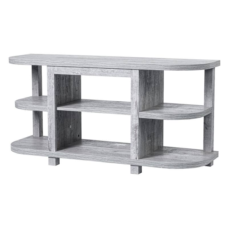 48" Modern Light Gray Fireplace TV Stands Console Table with Open Storage Shelves