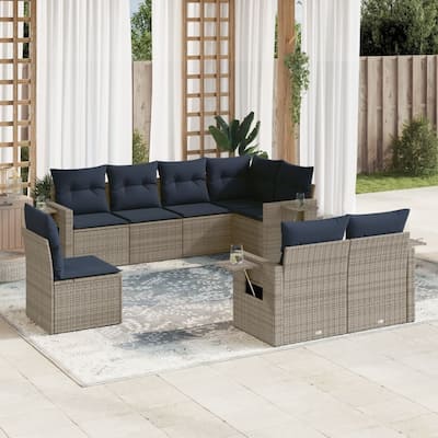 vidaXL Patio Sofa Set with Cushions Outdoor Conversation Furniture Poly Rattan - 24.4 x 24.4 x 27.2