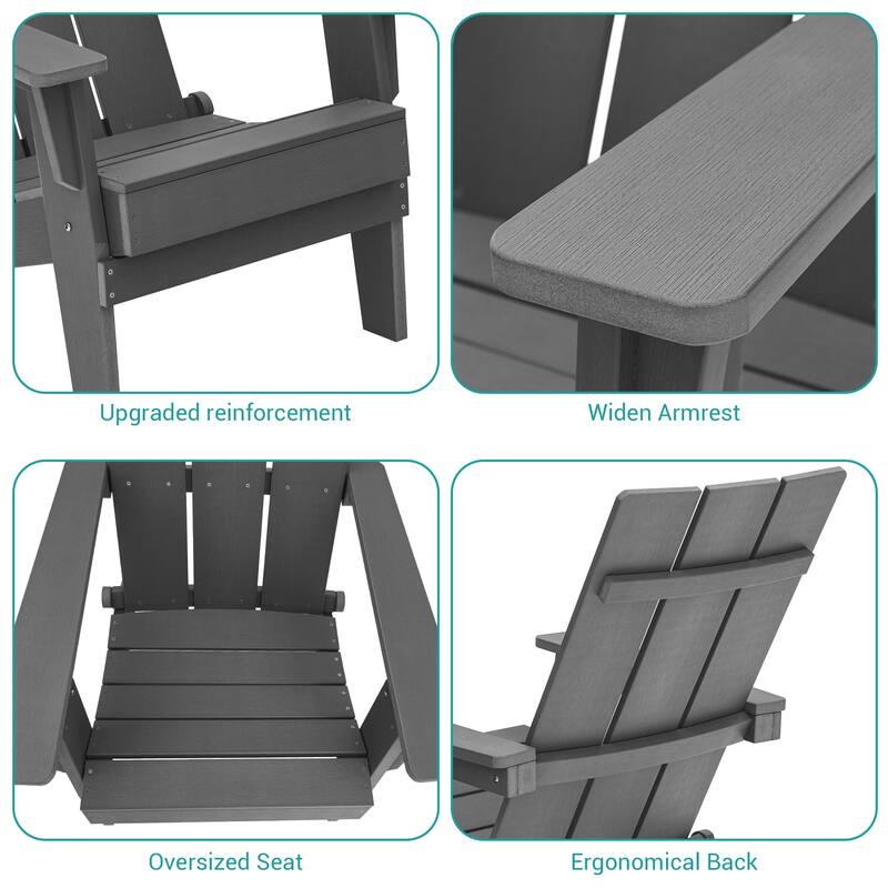 BONOSUKI Folding Adirondack Chair,Weather Resistant Patio Chair-Set of 2