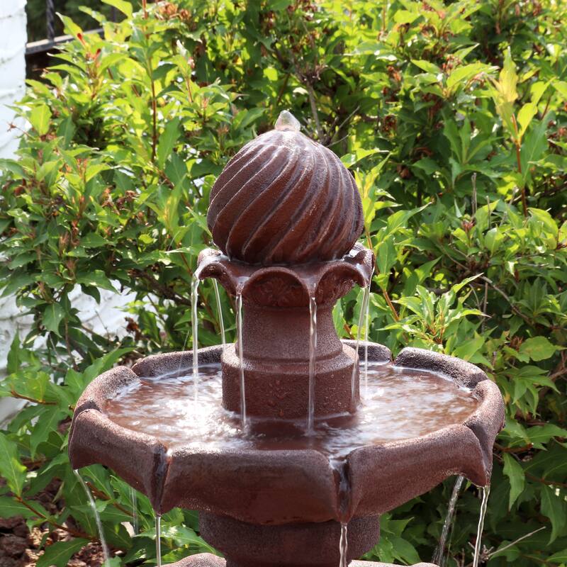 Sunnydaze Two Tier Solar-on-Demand Fountain, 35 Inch Tall - 35-Inch