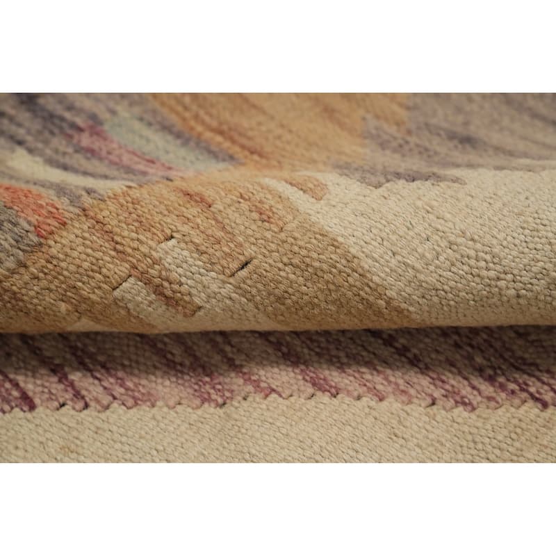 Hand Woven Oriental 100% Wool Carpet Southwestern Tribal Purples Kilim Area Rug - 9' 11'' X 6' 8''