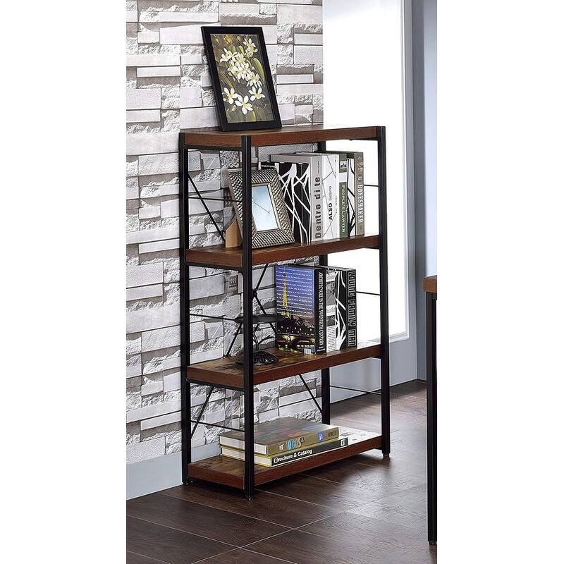 Writing Desk Antique Oak Metal Legs Contemporary Style Workstation Home Office Desk 22 x 46.5 x 28 Inches