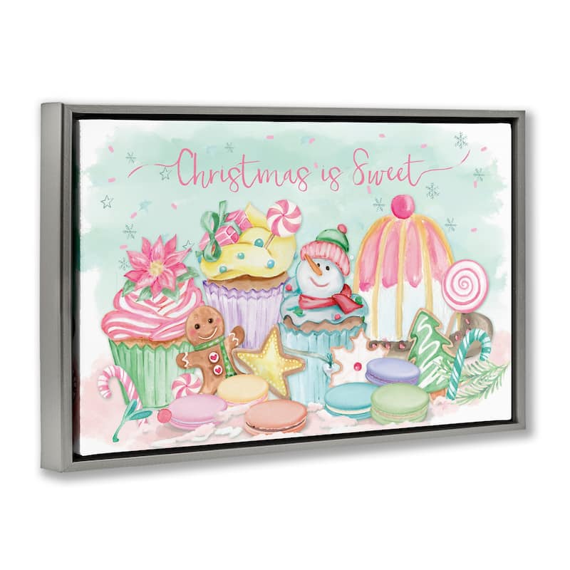 Stupell Christmas Is Sweet Festive Desserts Framed Floater Canvas Wall Art Design By Mollie B.