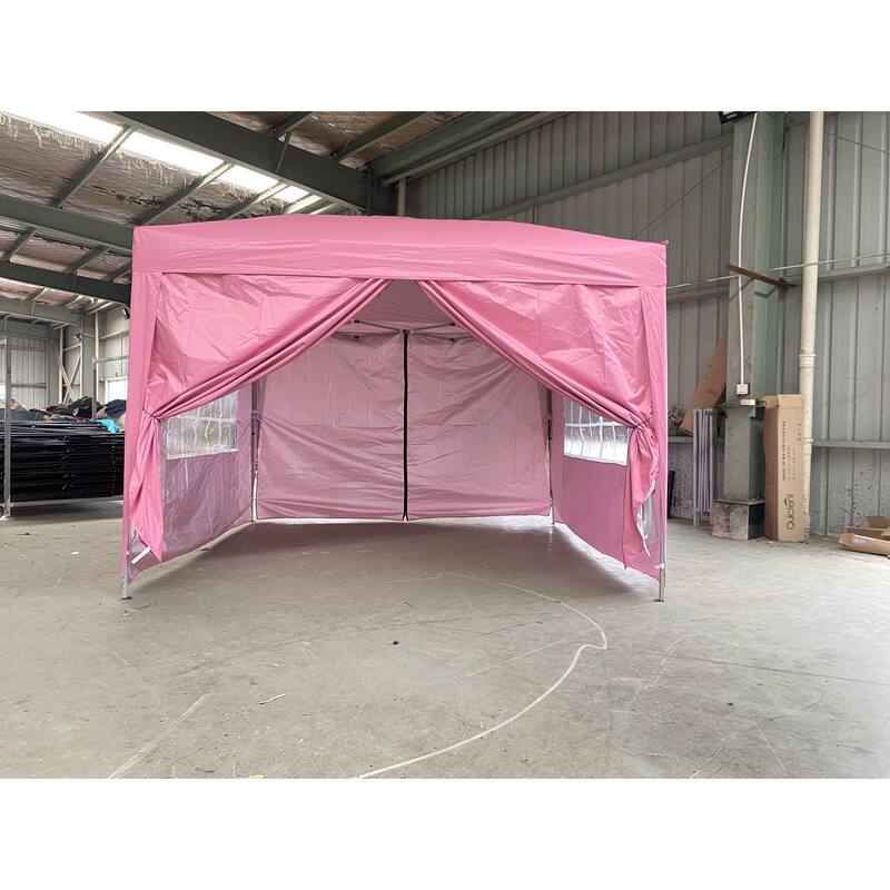 Outdoor 10x 10Ft Pop Up Gazebo Canopy Tent Removable Sidewall with Zipper, 2pcs Sidewall with Windows,with 4pcs Weight sand bag