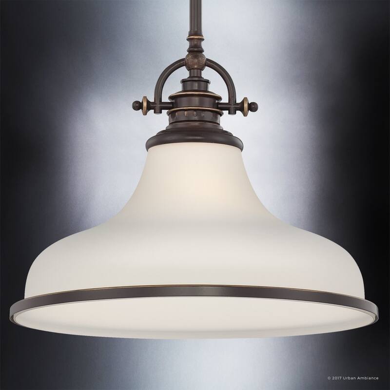 Luxury Industrial Pendant Light, 11.5"H x 13.5"W, with Americana Style, Nostalgic Design, Parisian Bronze Finish