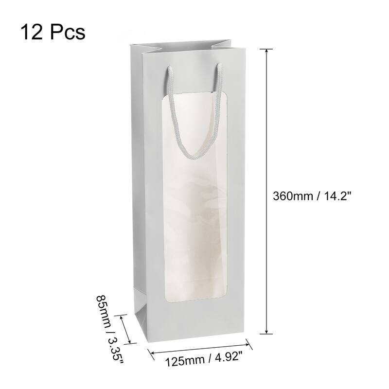 Wine Bags, 12pcs 4.92"x3.35"x14.2" for Wedding Birthday Party Supplies - Silver