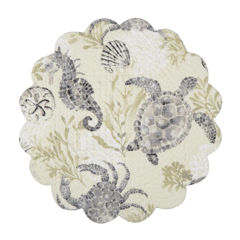 Cannon Beach Round Quilted Placemat Set 6
