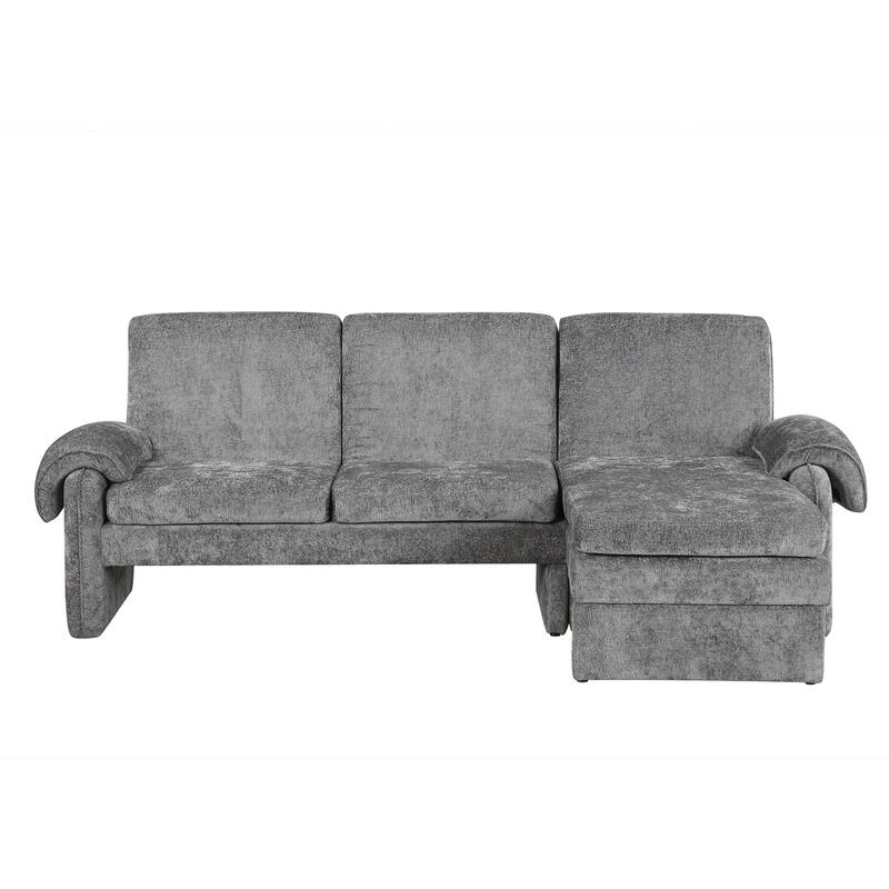 94.1" Chenille L-Shaped Futon Sofa with Adjustable Backrest & Reversible Chaise