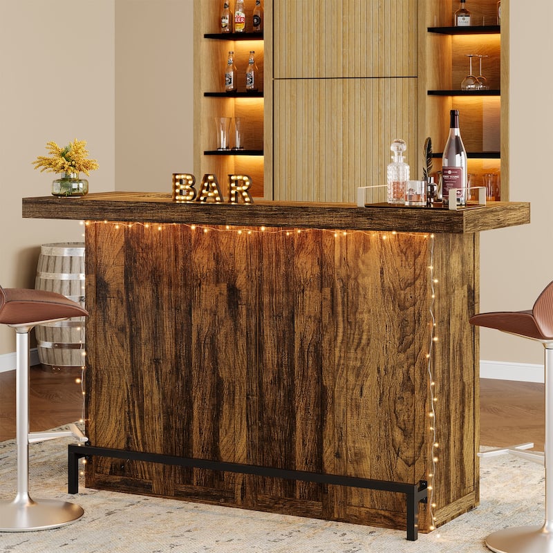 4-Tier Bar Table, 70.9-Inch Large Modern Home Bar Cabinet