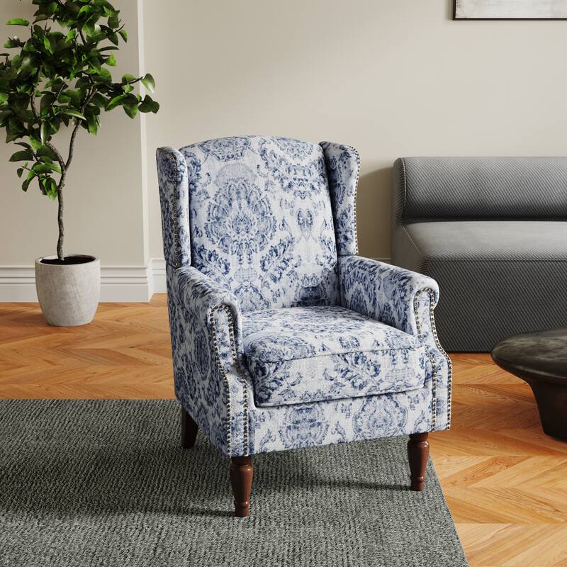 Patterned Upholstered Accent Chair for Living Room