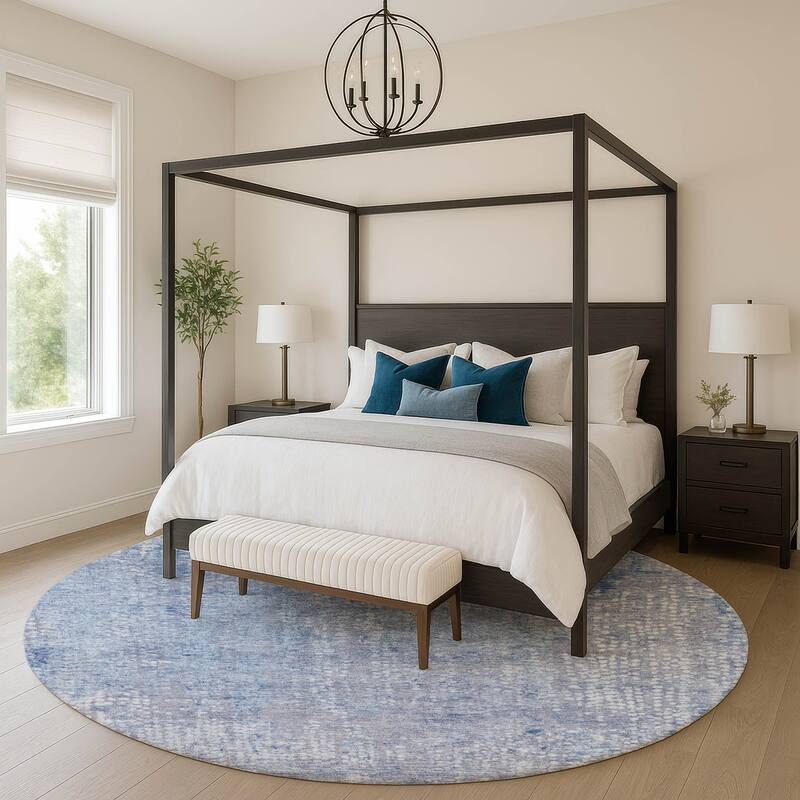 Premium Washable Super Soft Casual Imprints Mayfield Rug - Blue - 8' x 8'